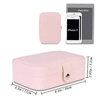 misaya Small Jewelry Box for Women Travel Jewelry Organizer for Necklace Earring Rings Jewelry Holder Case, Birthday & Back To School Gift, Primrose Pink