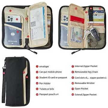 Ababuli Travel Passport Holder Family for 4 Large Document Organizer Wallet RFID Blocking Pouch Purse Bag Multiple Card Slot Case Folder for Carnival Cruise Money Ticket Boarding