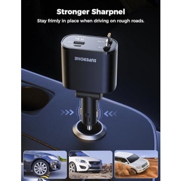 SUPERONE 4 in 1 Retractable Car Charger for Fast Charging