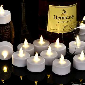Battery Operated LED Tea Lights: 24PACK Flameless Votive Candles Lamp Realistic and Bright Flickerin...