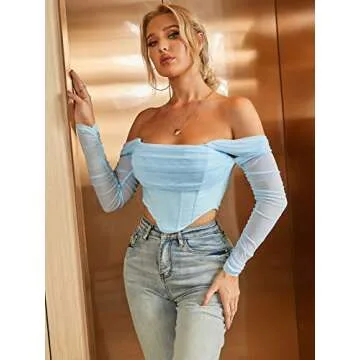 Chic Mesh Corset Crop Top for Trendy Women Design