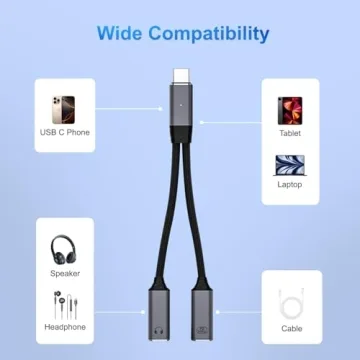JBJBBG USB C Splitter - Dual USB C Headphone and Charger Adapter for iPhone, Pixel, Galaxy