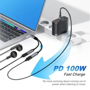 JBJBBG 2 in 1 USB C Headphone and Charger Adapter