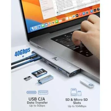 USB C Hub Adapter for MacBook Pro/Air M1 M2 M3 2023 2022 2021 13" 15" 16", 7-in-2 Multiport HDMI MacBook Accessories Dongle with Thunderbolt 3, 4K HDMI, USB C 3.0, 2 USB 3.0, SD & microSD Card Reader