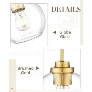 JAZAVA Gold Pendant Light Elegant Globe Design for Home