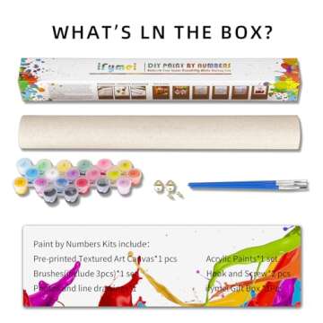 ifymei Paint by Numbers for Kids and Adults Beginner, DIY Gift Canvas Painting Kits for Boys and Gir...