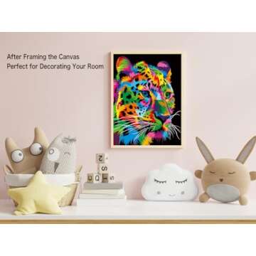 ifymei Paint by Numbers for Kids and Adults Beginner, DIY Gift Canvas Painting Kits for Boys and Girls, 16x20 Inch Colorful Leopard [Without Frame]