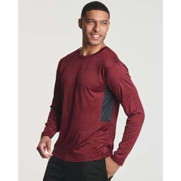 Real Essentials 4 Pack Mens Long Sleeve Shirts T-Shirt Fishing Athletic Workout Hiking UV UPF SPF Su...