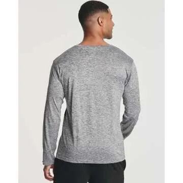 Real Essentials 4 Pack Mens Long Sleeve Shirts T-Shirt Fishing Athletic Workout Hiking UV UPF SPF Sun Protection Work Quick Dry Dri Fit Gym Tee Shirt Active Running Sport Tops Camisas Construction