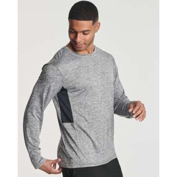 Real Essentials 4 Pack Mens Long Sleeve Shirts T-Shirt Fishing Athletic Workout Hiking UV UPF SPF Sun Protection Work Quick Dry Dri Fit Gym Tee Shirt Active Running Sport Tops Camisas Construction