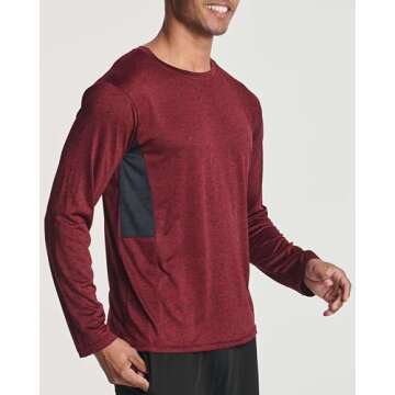 Real Essentials 4 Pack Mens Long Sleeve Shirts T-Shirt Fishing Athletic Workout Hiking UV UPF SPF Sun Protection Work Quick Dry Dri Fit Gym Tee Shirt Active Running Sport Tops Camisas Construction