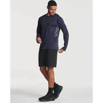 Real Essentials 4 Pack Mens Long Sleeve Shirts T-Shirt Fishing Athletic Workout Hiking UV UPF SPF Sun Protection Work Quick Dry Dri Fit Gym Tee Shirt Active Running Sport Tops Camisas Construction