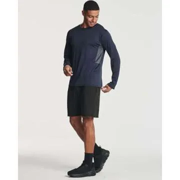 Real Essentials 4 Pack Mens Long Sleeve Shirts T-Shirt Fishing Athletic Workout Hiking UV UPF SPF Sun Protection Work Quick Dry Dri Fit Gym Tee Shirt Active Running Sport Tops Camisas Construction