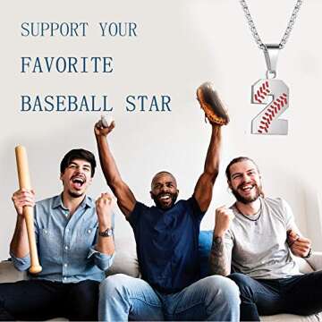 Baseball Number Necklace for Men - Personalized Charm Pendant