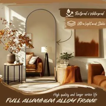 Full Length Mirror, 58"x21" Arch Floor Mirror, Floor Standing Mirror Freestanding Full Body Mirror with Stand for Bedroom, Hanging Mounted Mirror for Living Room Cloakroom, Black