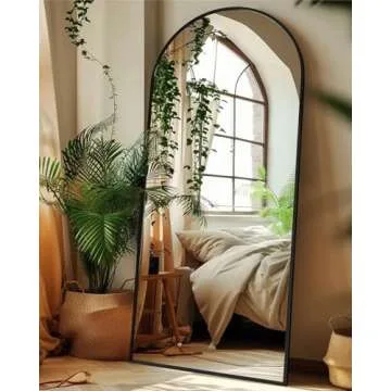 Full Length Mirror, 58"x21" Arch Floor Mirror, Floor Standing Mirror Freestanding Full Body Mirror with Stand for Bedroom, Hanging Mounted Mirror for Living Room Cloakroom, Black