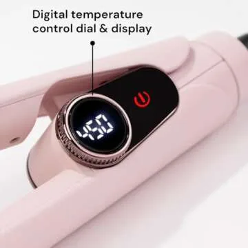 L'ANGE HAIR Le Titane Titanium Curling Flat Iron for All Hair Types | Dual Voltage for Travel | Hair Straightener and Curler 2 in 1 (Blush 1")