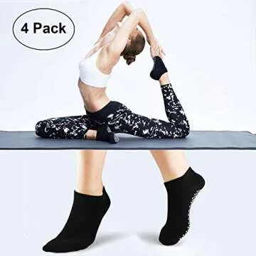 ELUTONG Pilates Ballet Barre Yoga Socks 1-4 Pack Non Skid Slip Sticky Grippers Socks for Women