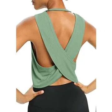 Bestisun Stylish Open Back Workout Tops for Women