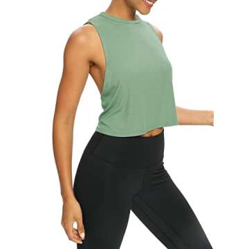 Bestisun Workout Tops for Women Yoga Athletic Gym Clothing Open Back Sports Pilates Clothes Gray Green S