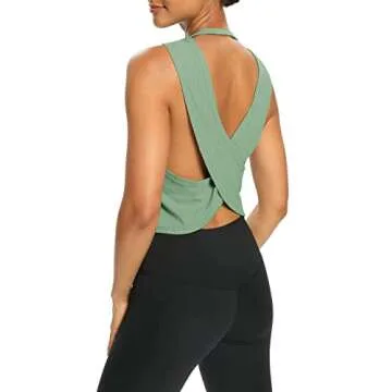 Bestisun Stylish Open Back Workout Tops for Women