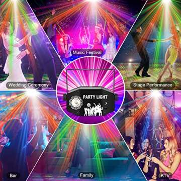 Party Lights, DJ Disco Lights, Stage Lights, Strobe Lights, LED Sound Activated Disco Ball with Remo...