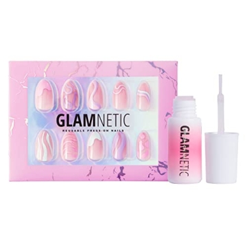 Glamnetic Wild Card Press On Nails and Brush On Nail Glue | Short Pointed Almond Nails | Mess Free, ...