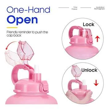 Giotto Large 1 Gallon/128oz (When Full) Motivational Water Bottle with Time Marker & Straw, Leakproof Tritan BPA Free for Fitness, Gym and Outdoor Sports-Pink/Blue Gradient