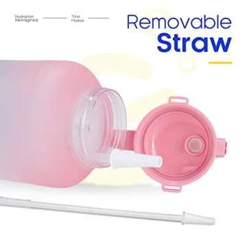 Giotto Large 1 Gallon/128oz (When Full) Motivational Water Bottle with Time Marker & Straw, Leakproof Tritan BPA Free for Fitness, Gym and Outdoor Sports-Pink/Blue Gradient