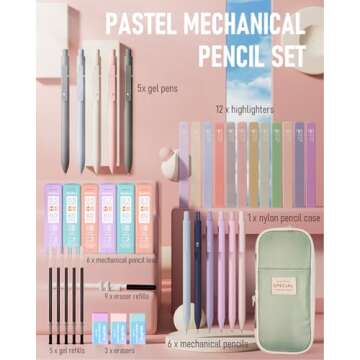 Nicpro 39 PCS Aesthetic School Supplies with Big Capacity Pen Case, 12 Color Pastel Highlighters, 5 ...