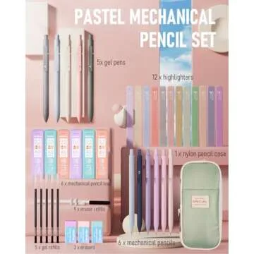 Nicpro 39 PCS Aesthetic School Supplies with Big Capacity Pen Case, 12 Color Pastel Highlighters, 5 ...