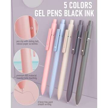 Nicpro 39 PCS Aesthetic School Supplies with Big Capacity Pen Case, 12 Color Pastel Highlighters, 5 Quick Dry Retractable Black Ink Pens, 6 Pastel Mechanical Pencil 0.5 & 0.7 mm for Student Stationary