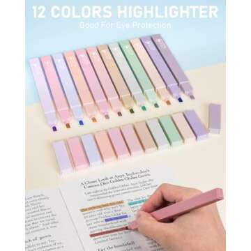 Nicpro 39 PCS Aesthetic School Supplies with Big Capacity Pen Case, 12 Color Pastel Highlighters, 5 Quick Dry Retractable Black Ink Pens, 6 Pastel Mechanical Pencil 0.5 & 0.7 mm for Student Stationary