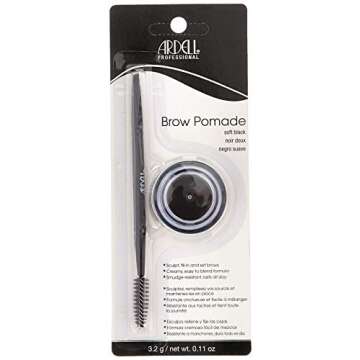 Ardell Brow Pomade - Soft Black, Smudge-Proof Long-Lasting Eyebrow Makeup, with Dual-Ended Precision...