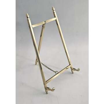 Clearco Brass Table Top Easel, Art Display Easels, Brass Plate Stands for Displays Shows, and Exhibits, 7 Inch