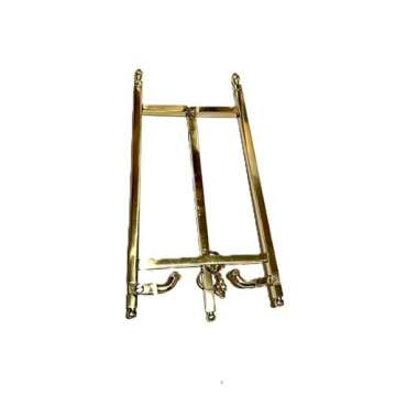 Clearco Brass Table Top Easel, Art Display Easels, Brass Plate Stands for Displays Shows, and Exhibits, 7 Inch
