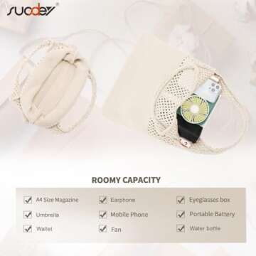 SUOSDEY Crochet Mesh Beach Tote Bag, Summer Vacation Aesthetic Knit Boho Bag for Women,beige