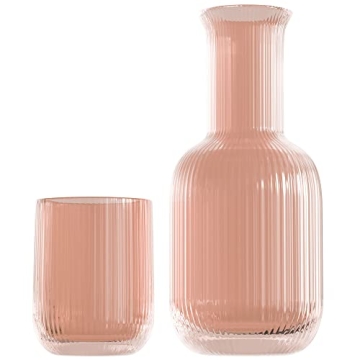 Elegant 28-Ounce Bedside Carafe and Tumbler Set in Blush