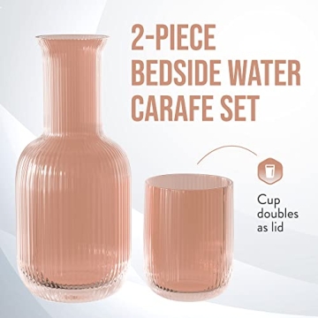 Elegant Bedside Water Carafe with Tumbler Set (Blush)