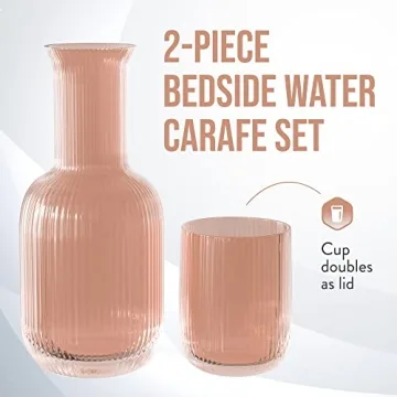 Elegant Bedside Water Carafe with Tumbler Set (Blush)