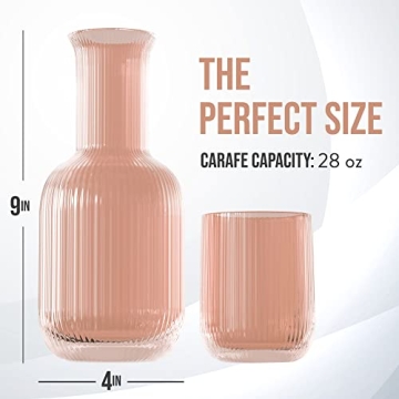 Elegant Bedside Water Carafe with Tumbler Set (Blush)