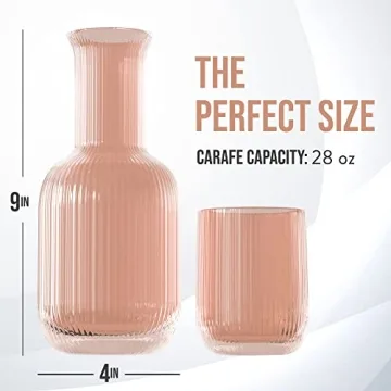 Elegant Bedside Water Carafe with Tumbler Set (Blush)