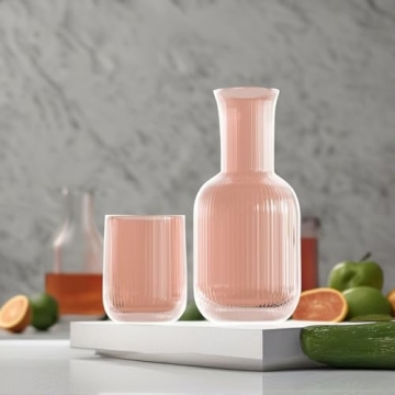 Elegant Bedside Water Carafe with Tumbler Set (Blush)