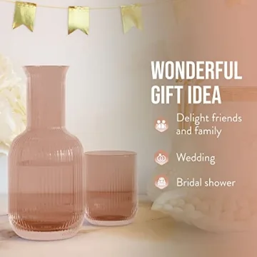 Elegant Bedside Water Carafe with Tumbler Set (Blush)