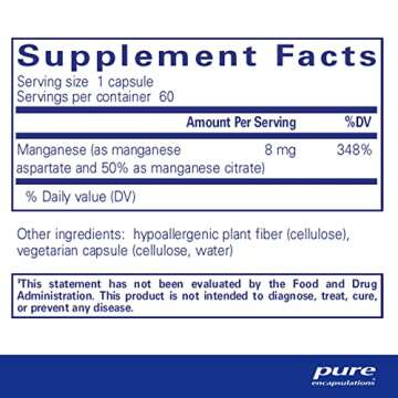 Pure Encapsulations Manganese (Aspartate/Citrate) | Hypoallergenic Trace Mineral Supplement for Conn...