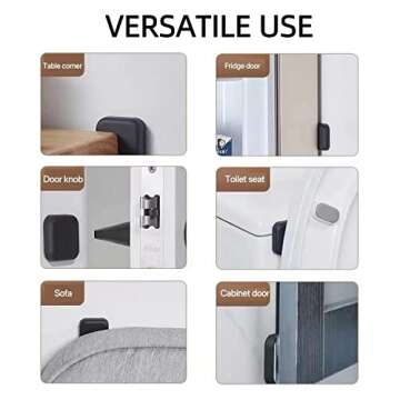 Door Stoppers Wall Protector - Silicone Door Knob Guard Wall Shield - Self-Adhesive Door Handle Bumper Silencer for Home ＆ Office Walls (White, Gray, Black)