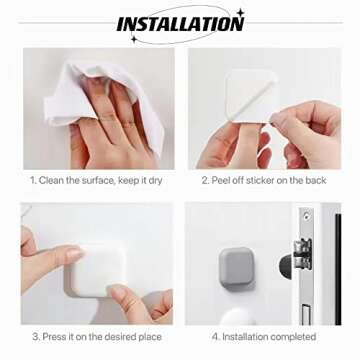 Door Stoppers Wall Protector - Silicone Door Knob Guard Wall Shield - Self-Adhesive Door Handle Bumper Silencer for Home ＆ Office Walls (White, Gray, Black)
