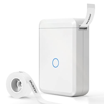 JADENS Label Maker Machine with Tape, D110 Portable Bluetooth Label Printer for Storage, Barcode, Mailing, Office, Home, Organizing, Sticker Maker Mini Label Maker with Multiple Templates, White