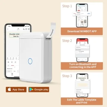 JADENS Label Maker Machine with Tape, D110 Portable Bluetooth Label Printer for Storage, Barcode, Mailing, Office, Home, Organizing, Sticker Maker Mini Label Maker with Multiple Templates, White