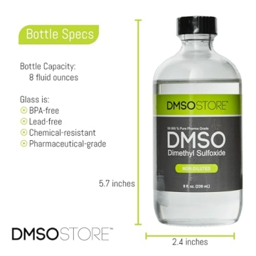 DMSO 8 oz Glass Bottle 99.995% Pure Low Odor Liquid